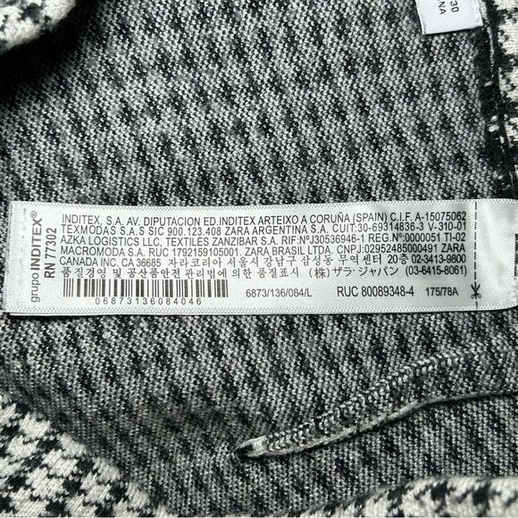 Zara black & white houndstooth knit wide leg cropped pants women’s size large - Picture 9 of 10